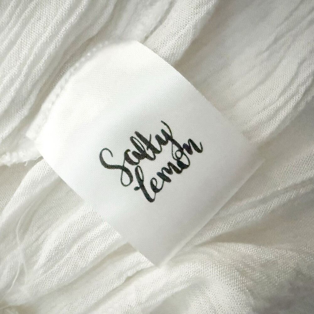 SALTY LEMON | SET White Smocked Tank Wide Leg Gauze Lace Pants White Tassel | XL - Picture 7 of 13
